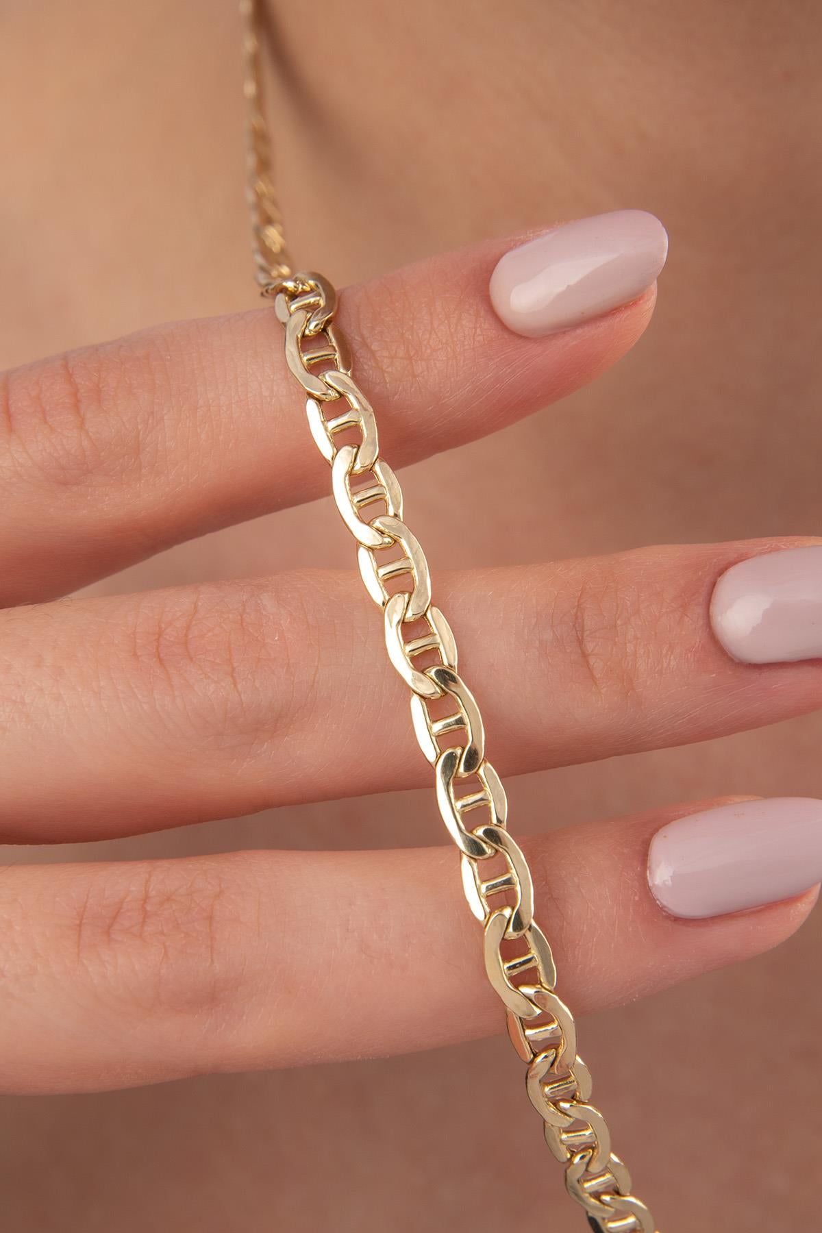 14K Gold Flat Mariner Link Chain   0.196 inch