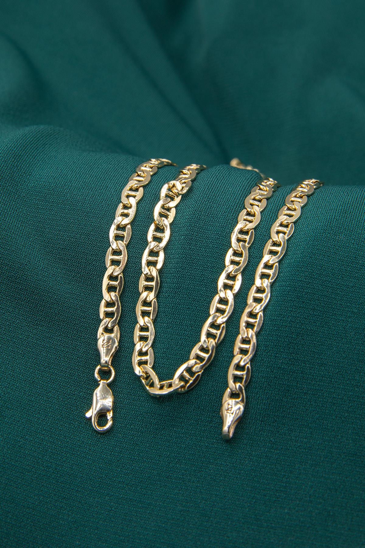 14K Gold Flat Mariner Link Chain   0.196 inch
