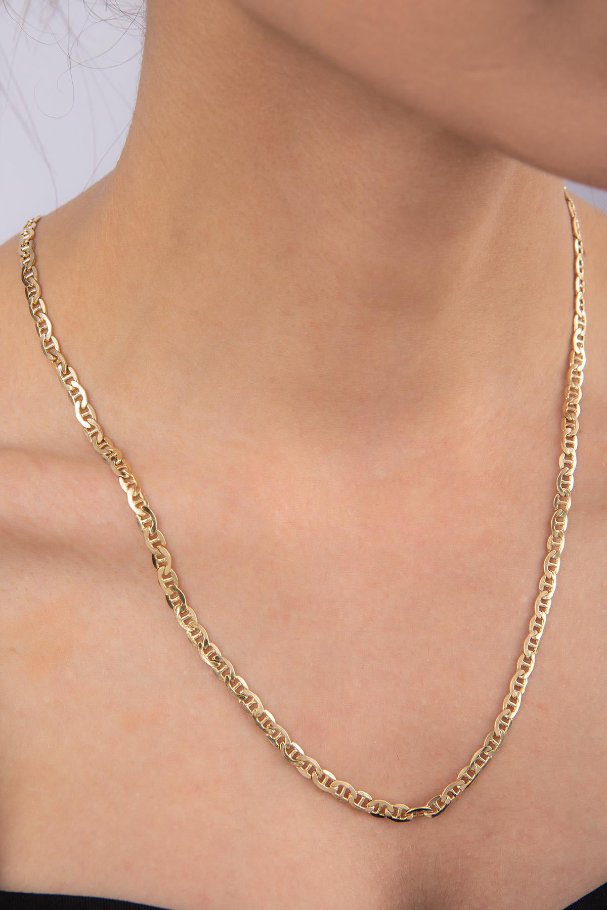 14K Gold Flat Mariner Link Chain