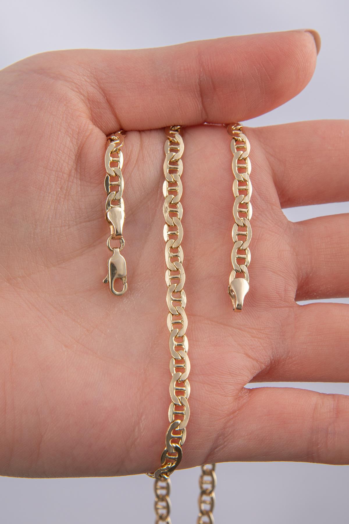 14K Gold Flat Mariner Link Chain