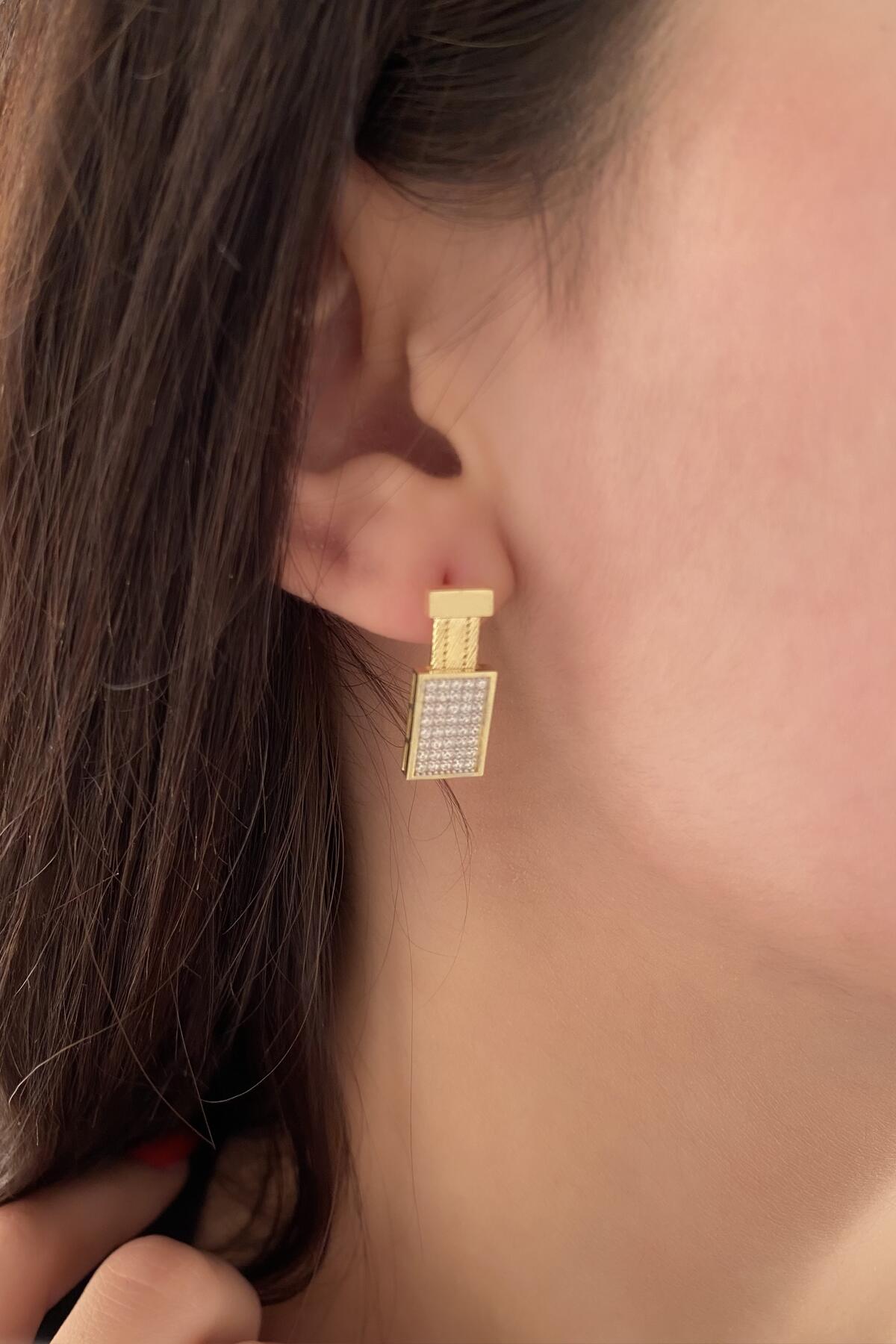 14K Gold Hand Knitted Choker Dangle Stud Earrings
