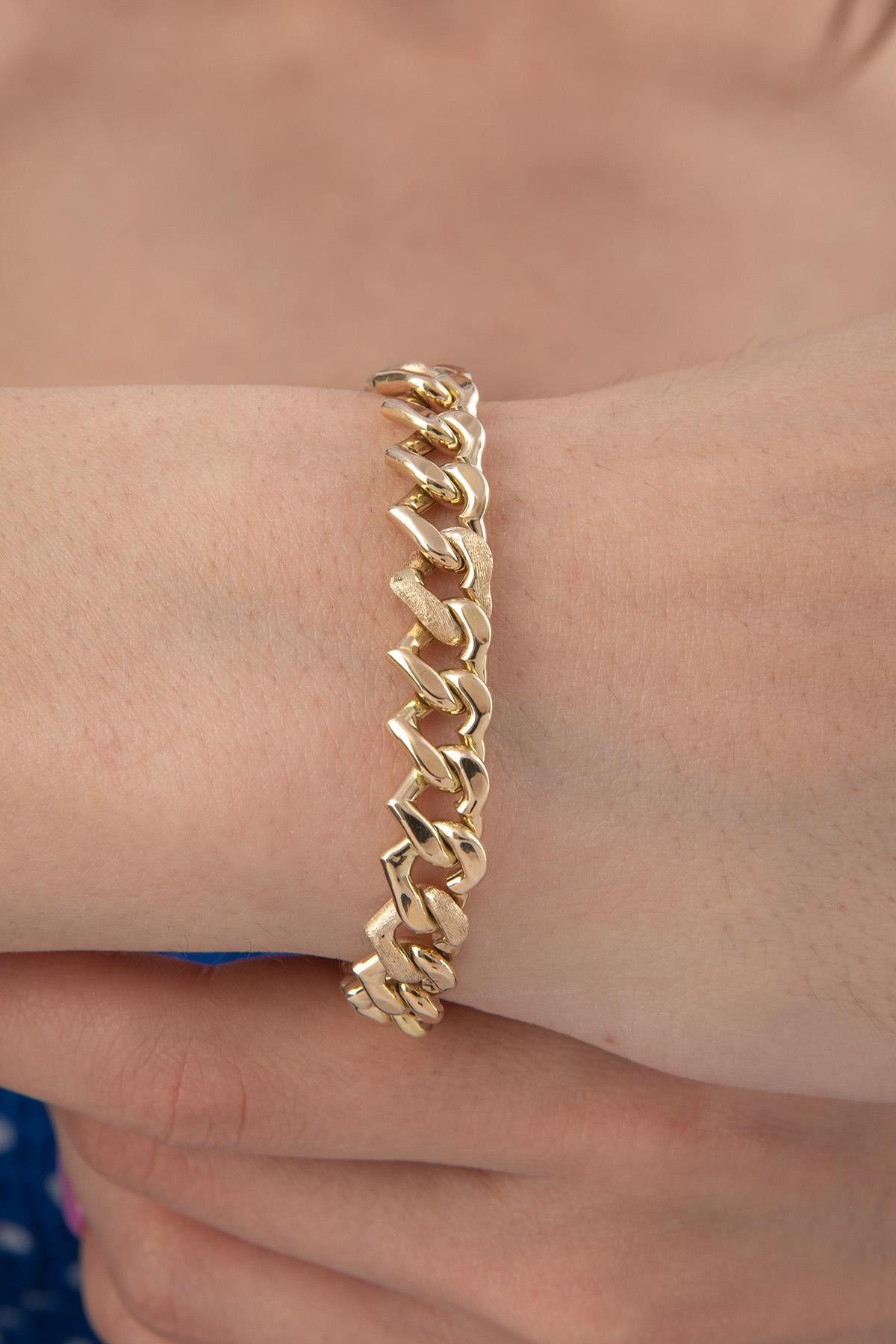 14K Gold Heart Shaped Cuban Bracelet