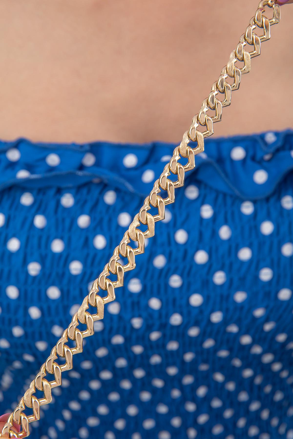 14K Gold Heart Shaped Cuban Bracelet