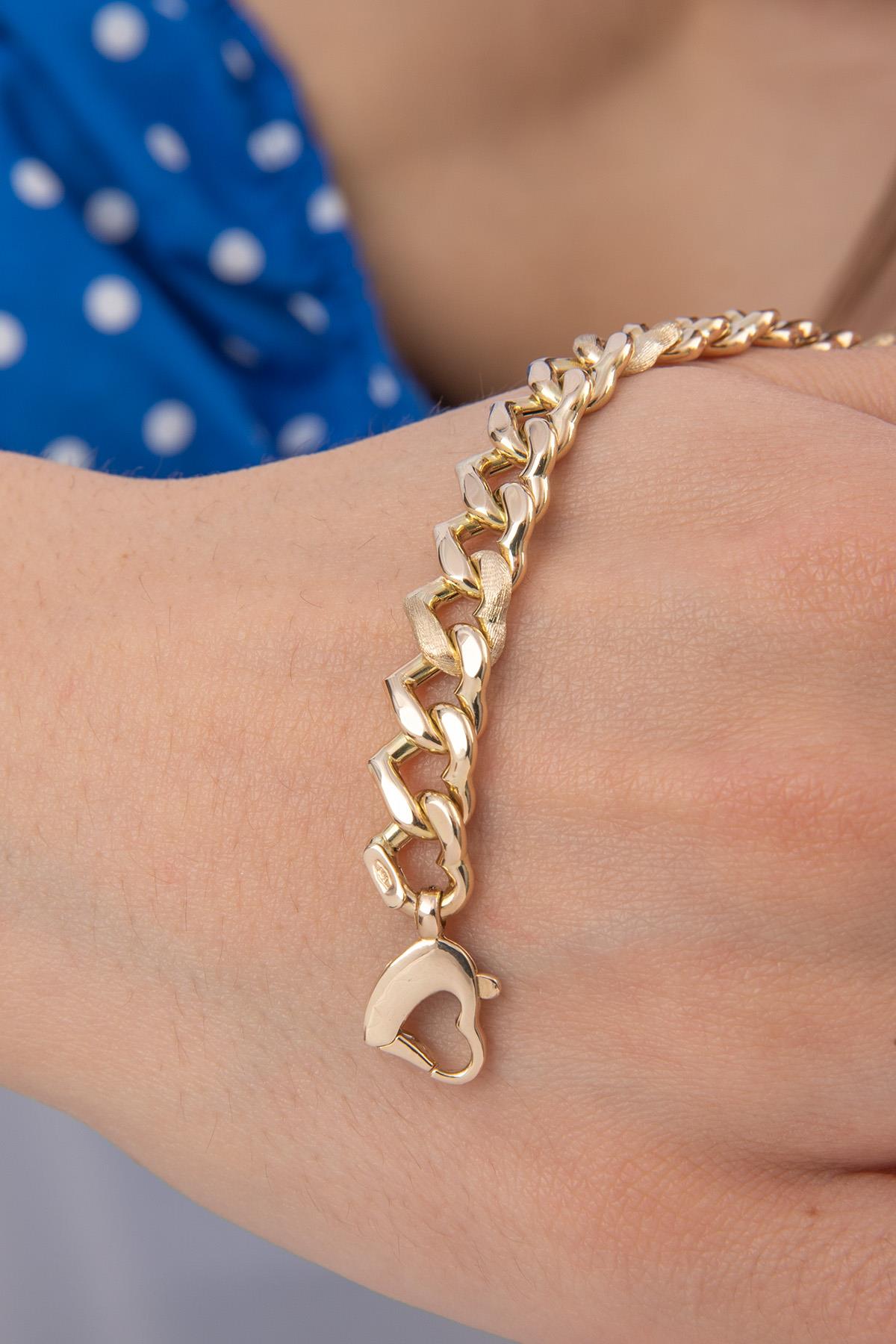 14K Gold Heart Shaped Cuban Bracelet
