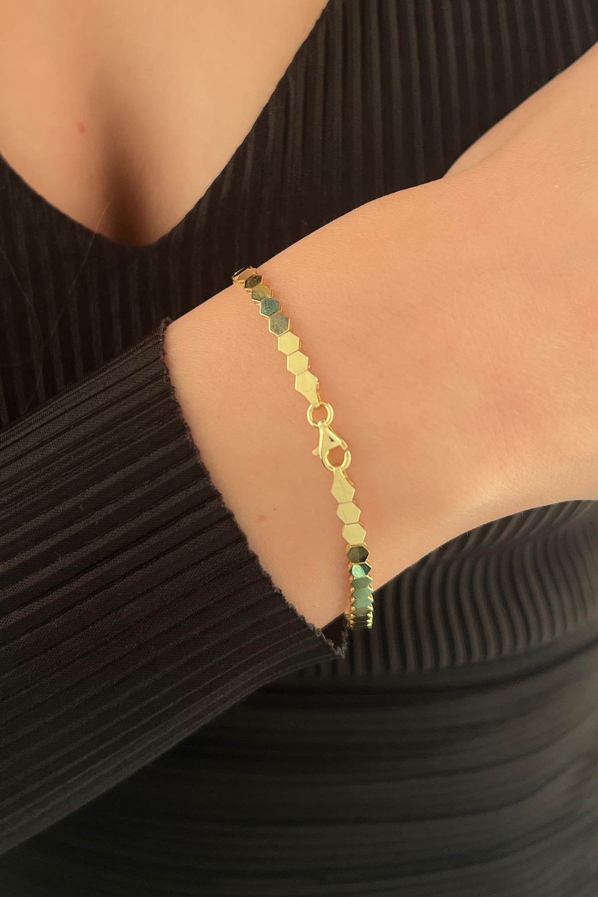 14K Gold Honeycomb Bracelet