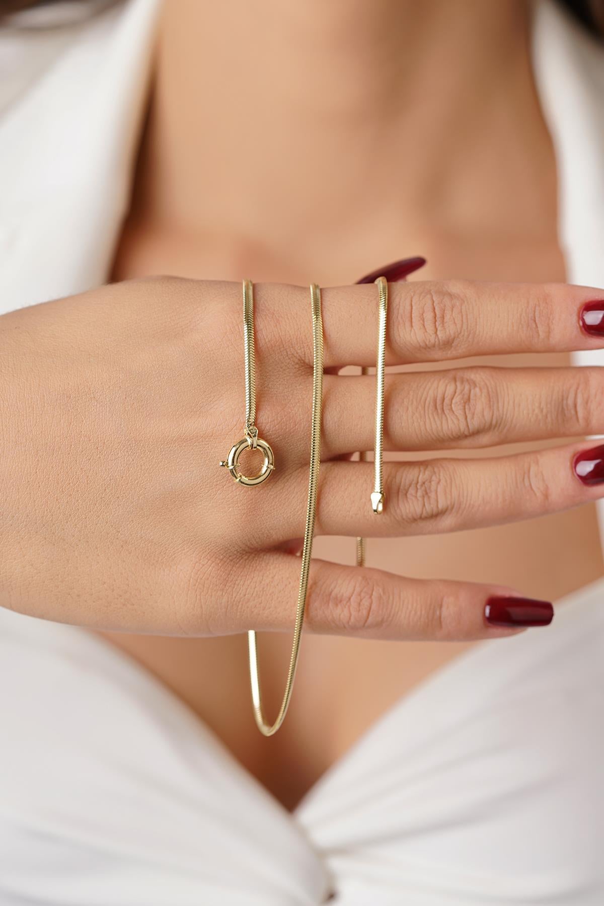 14K Gold Italian Herringbone Chain Necklace 2.05 mm