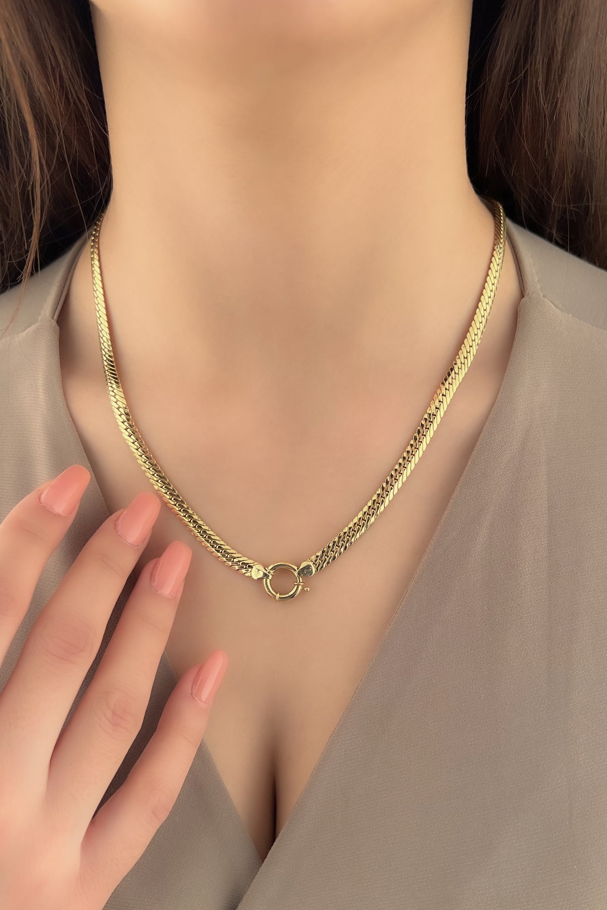 14K Gold Italian Snake Back Chain  With Sailor Lock   0.200 inch