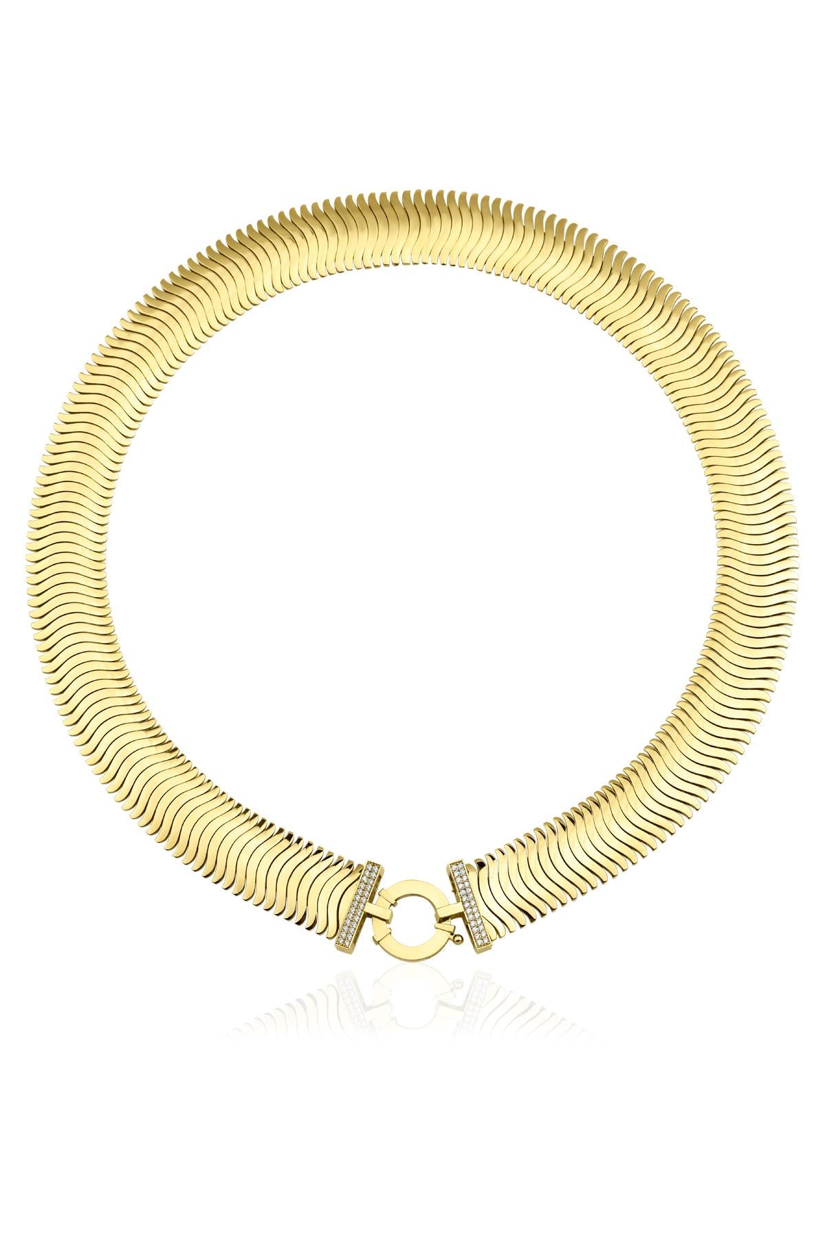 14K Gold İtalian Snake Back Necklace   0.649  inch