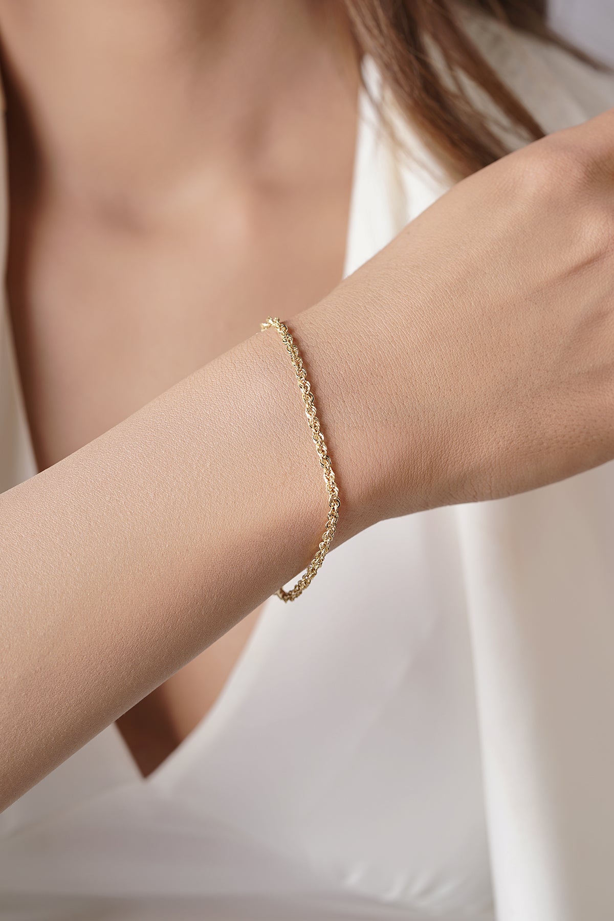 14K Gold Light Rope Chain Bracelet   0.098 inch