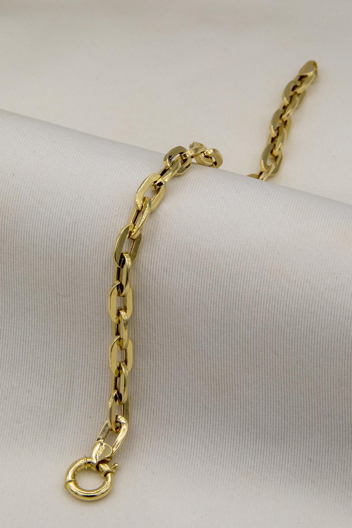 14K Gold Paperclip Oval Link Chain Bracelet