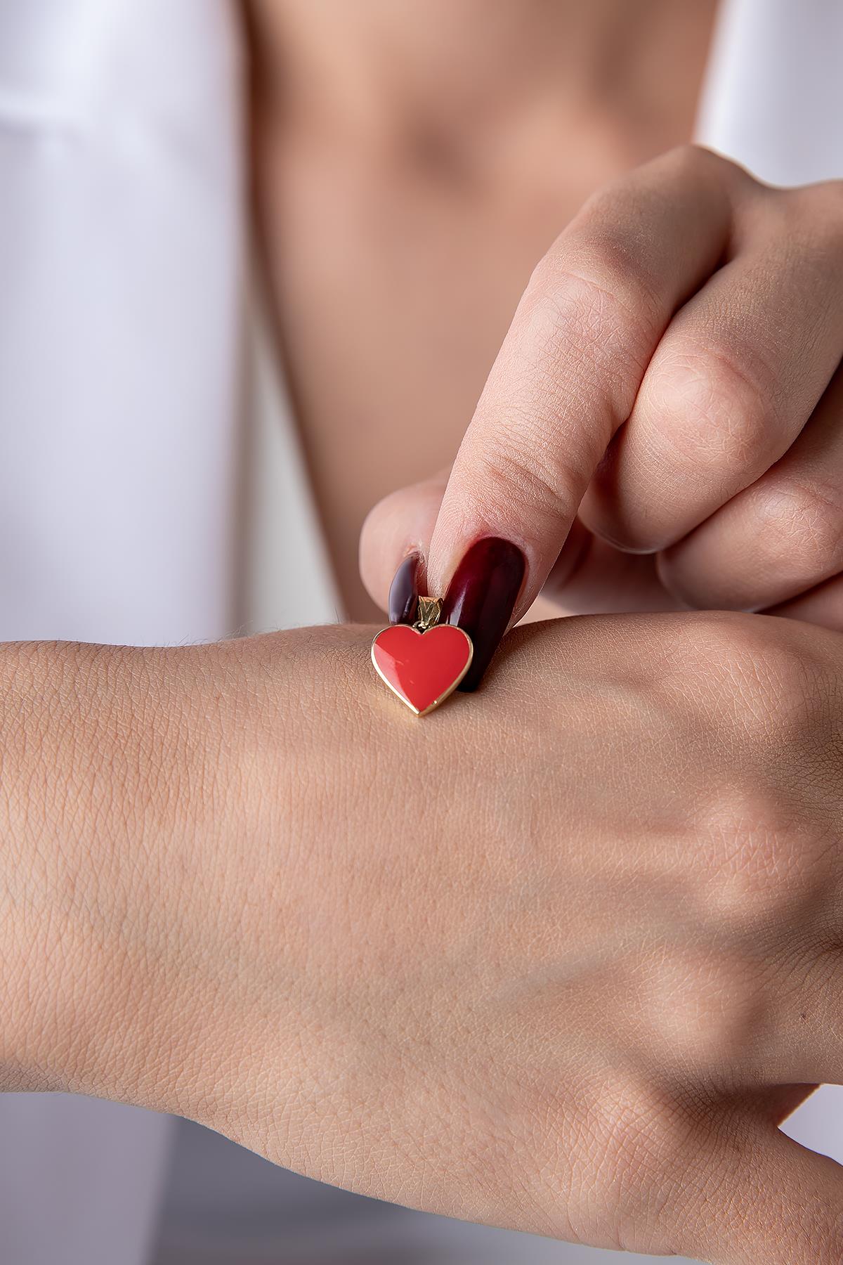 14K Gold Red Heart Pendant