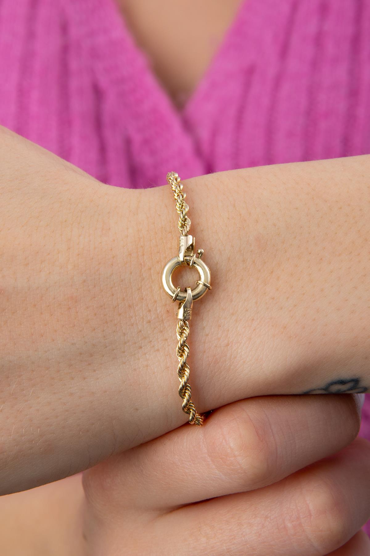 14K Gold Rope Chain Bracelet  0.100 inch