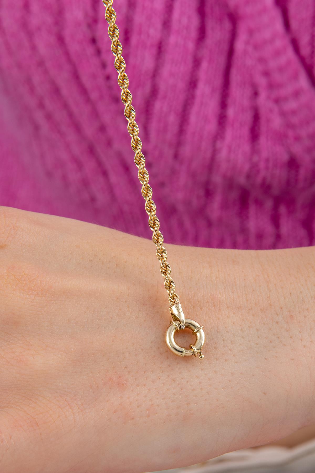 14K Gold Rope Chain Bracelet  0.100 inch