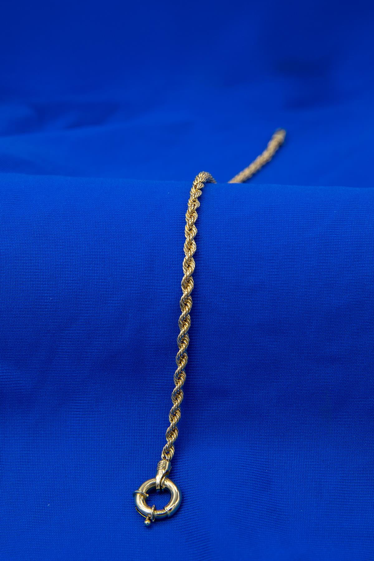 14K Gold Rope Chain Bracelet  0.100 inch