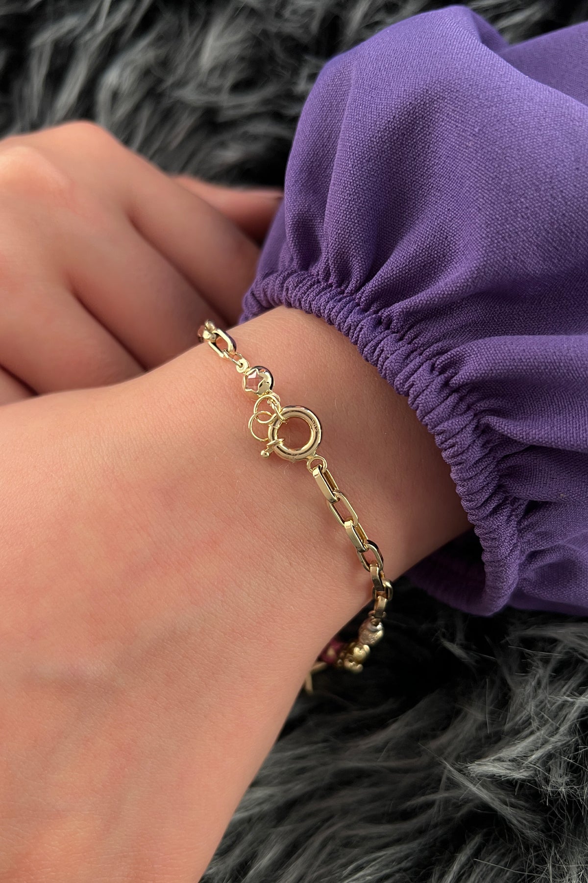 14K Gold Star Pendant Multiple Chain Bracelet