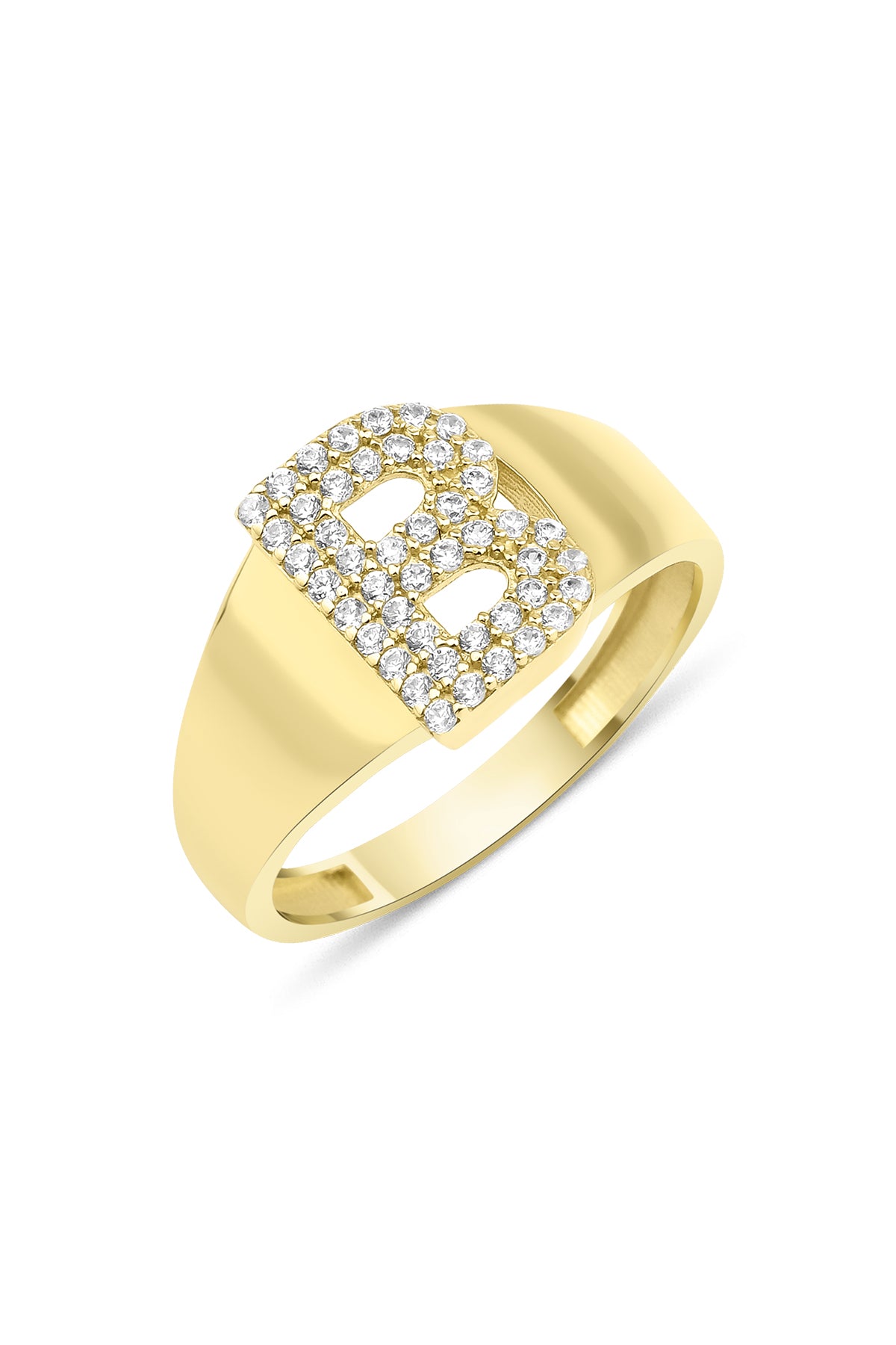 14K Gold Stone B Initial Ring