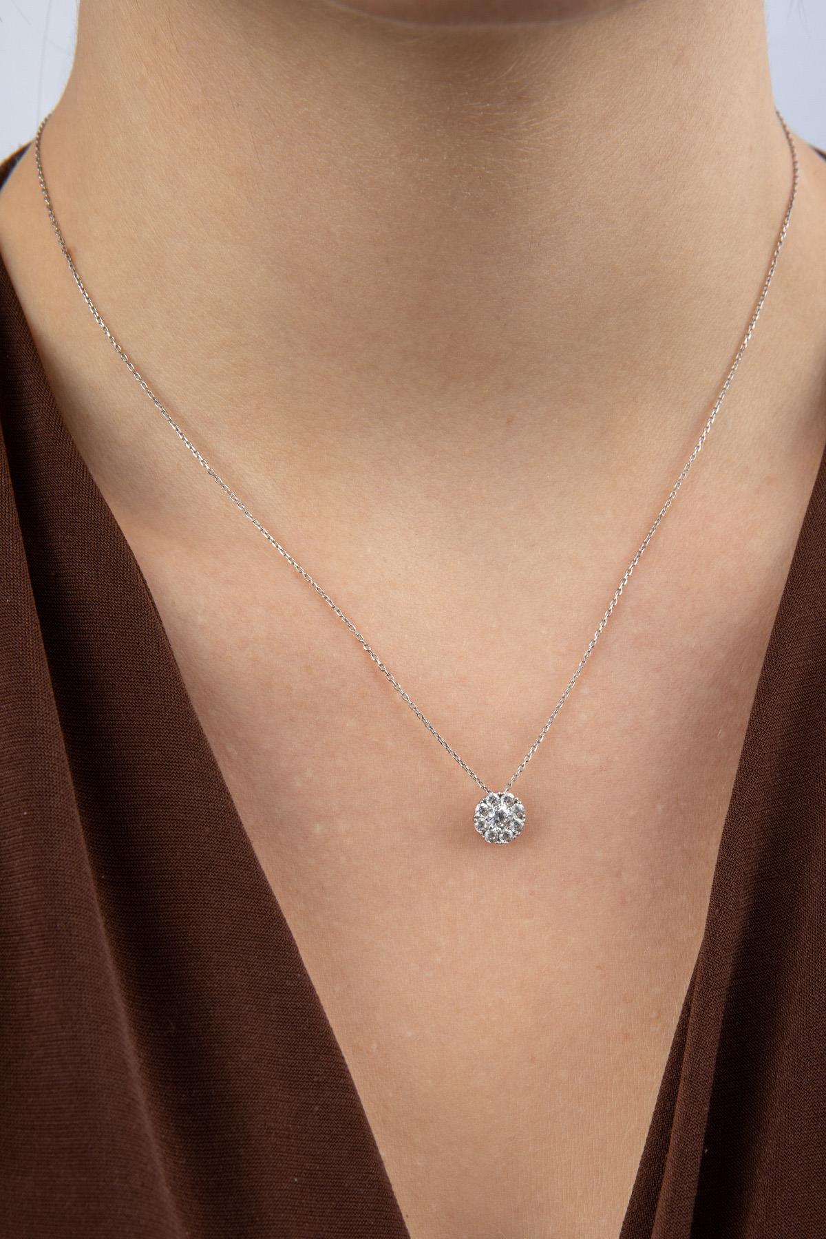 14K Gold Stone Daisy Necklace