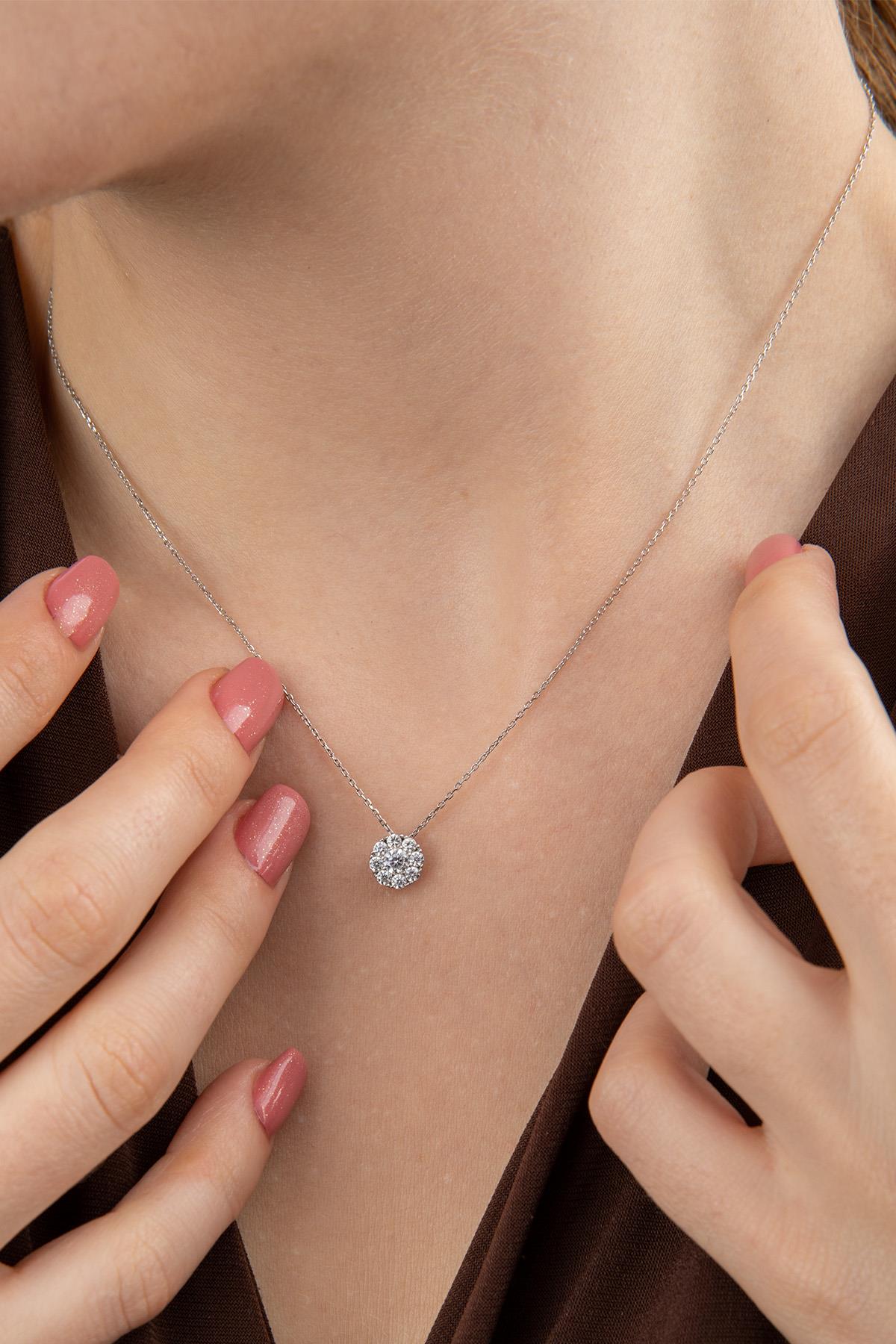14K Gold Stone Daisy Necklace