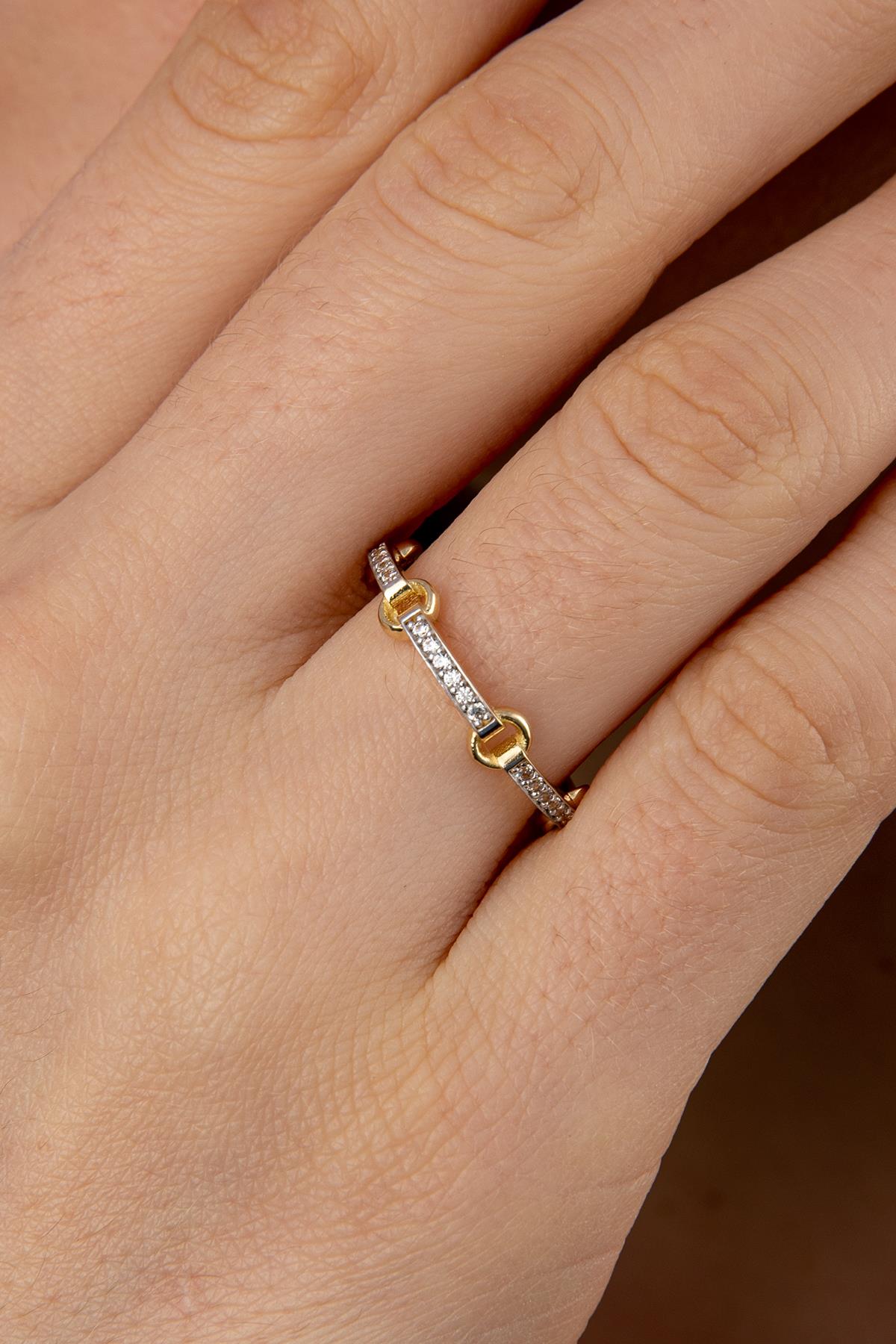 14K Gold Stone Hoop Ring