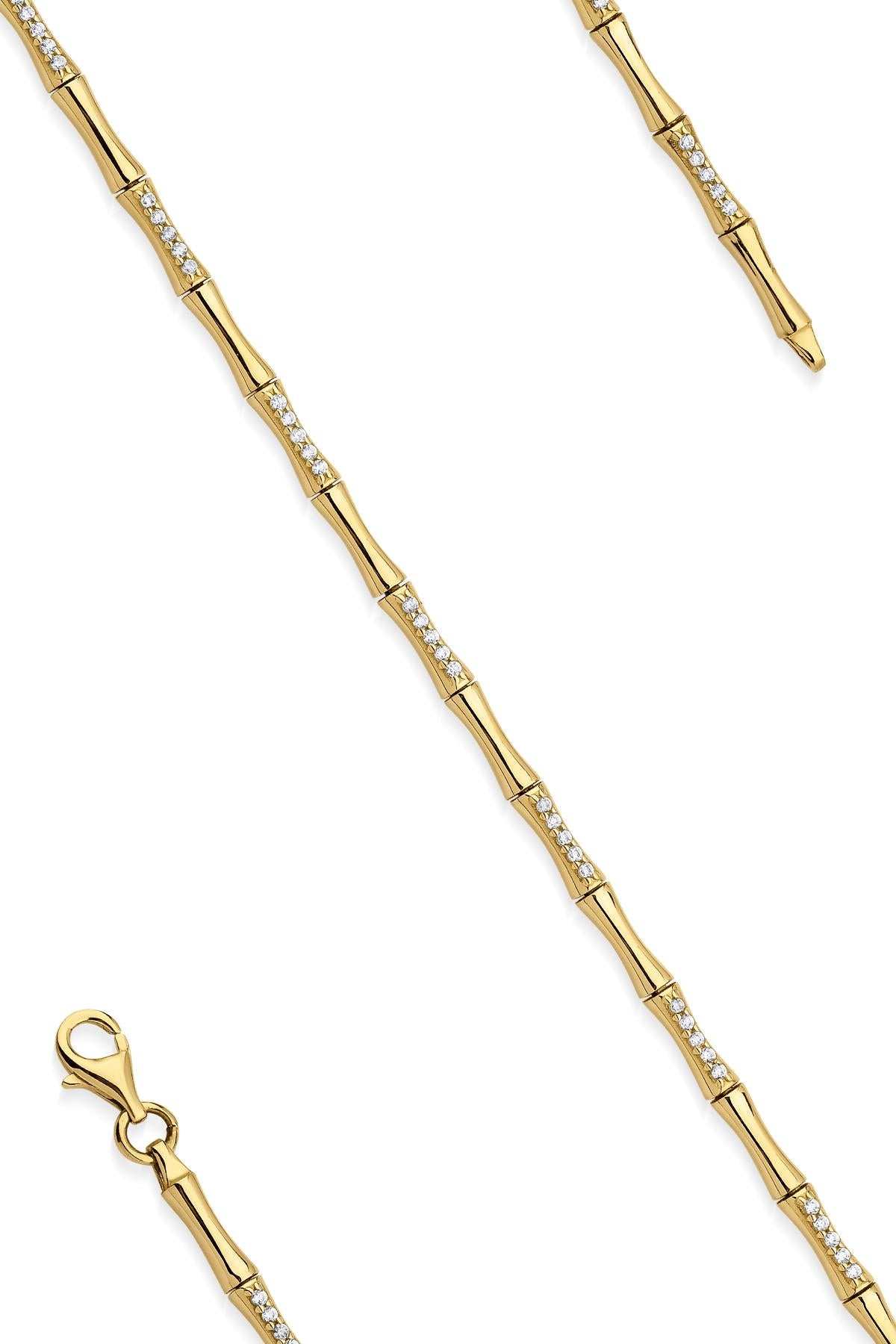14K Gold Stone Patterned Bamboo Bracelet