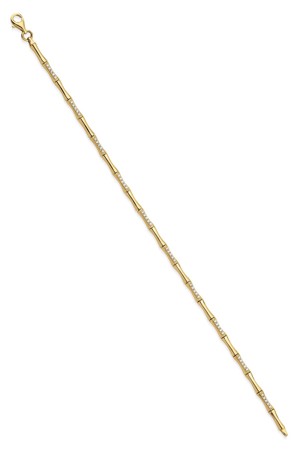 14K Gold Stone Patterned Bamboo Bracelet