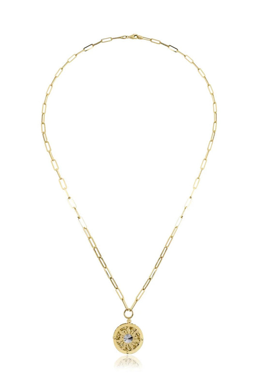 14K Gold Sun Paperclip Chain Necklace