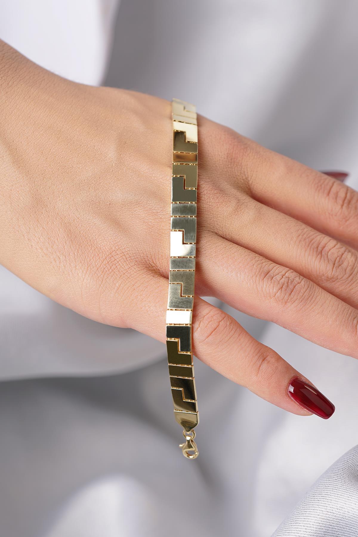 14K Gold Thick Greek Bracelet