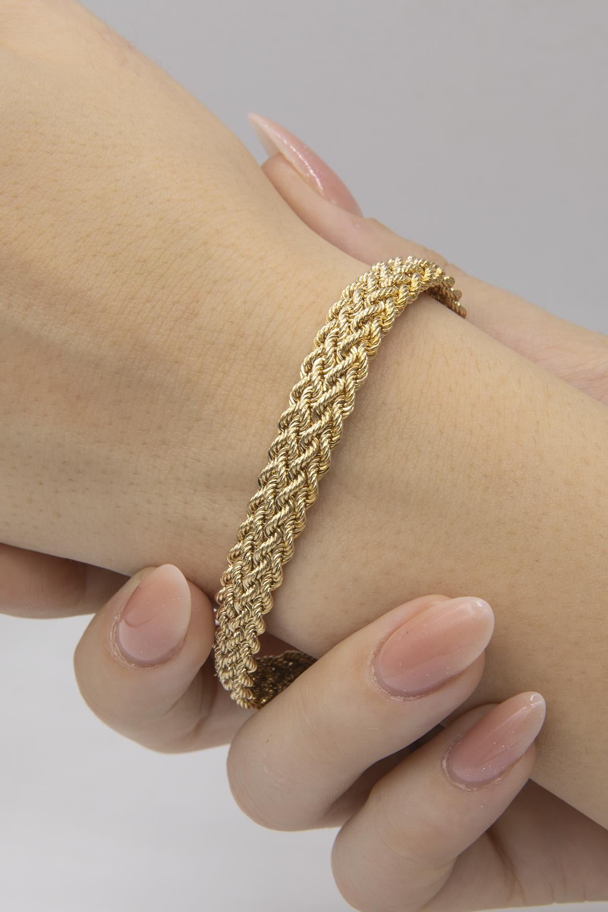 14K Gold Thick Rope Bracelet