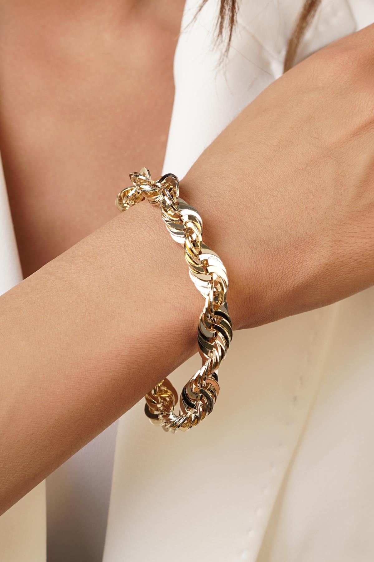 14K Gold Thick Rope Chain Bracelet
