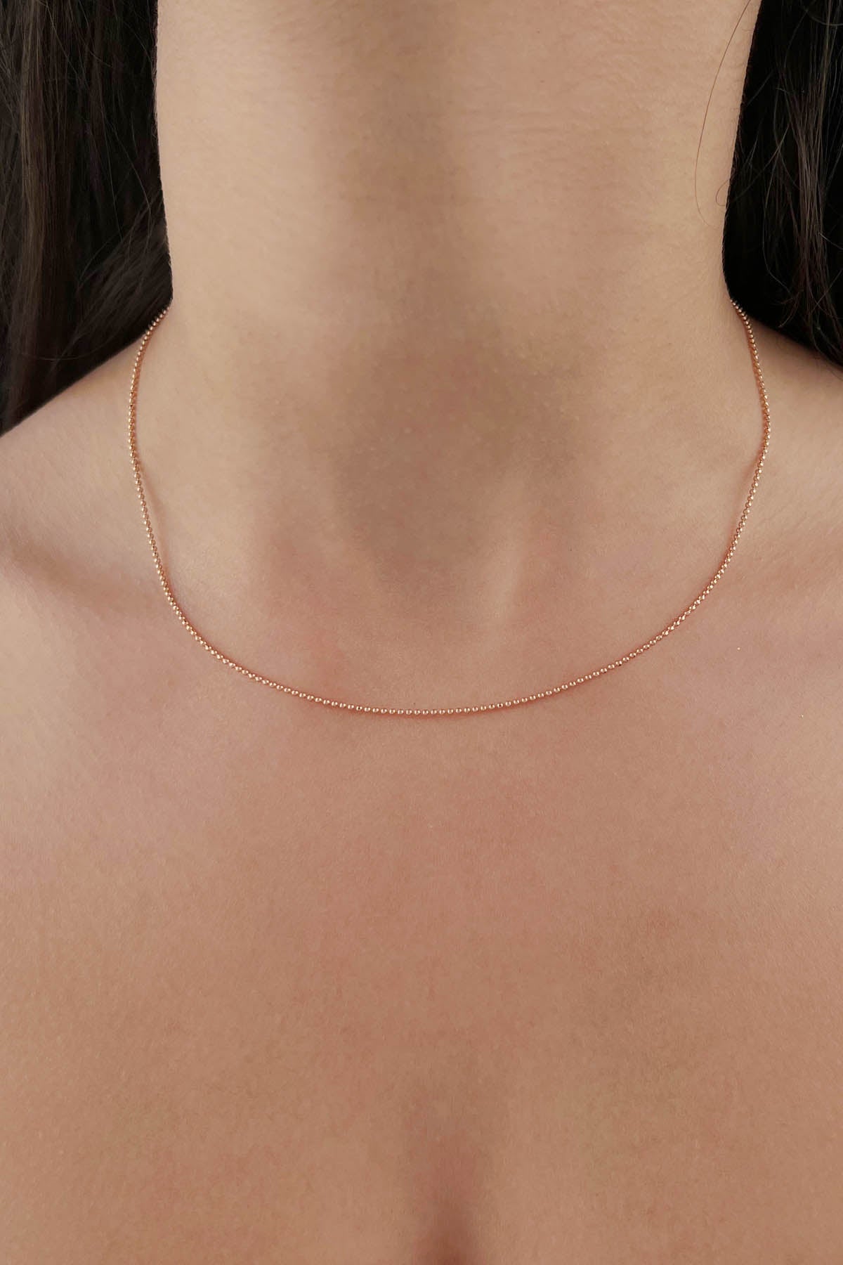 14K Rose Gold Cube Ball Chain   0.047 inch