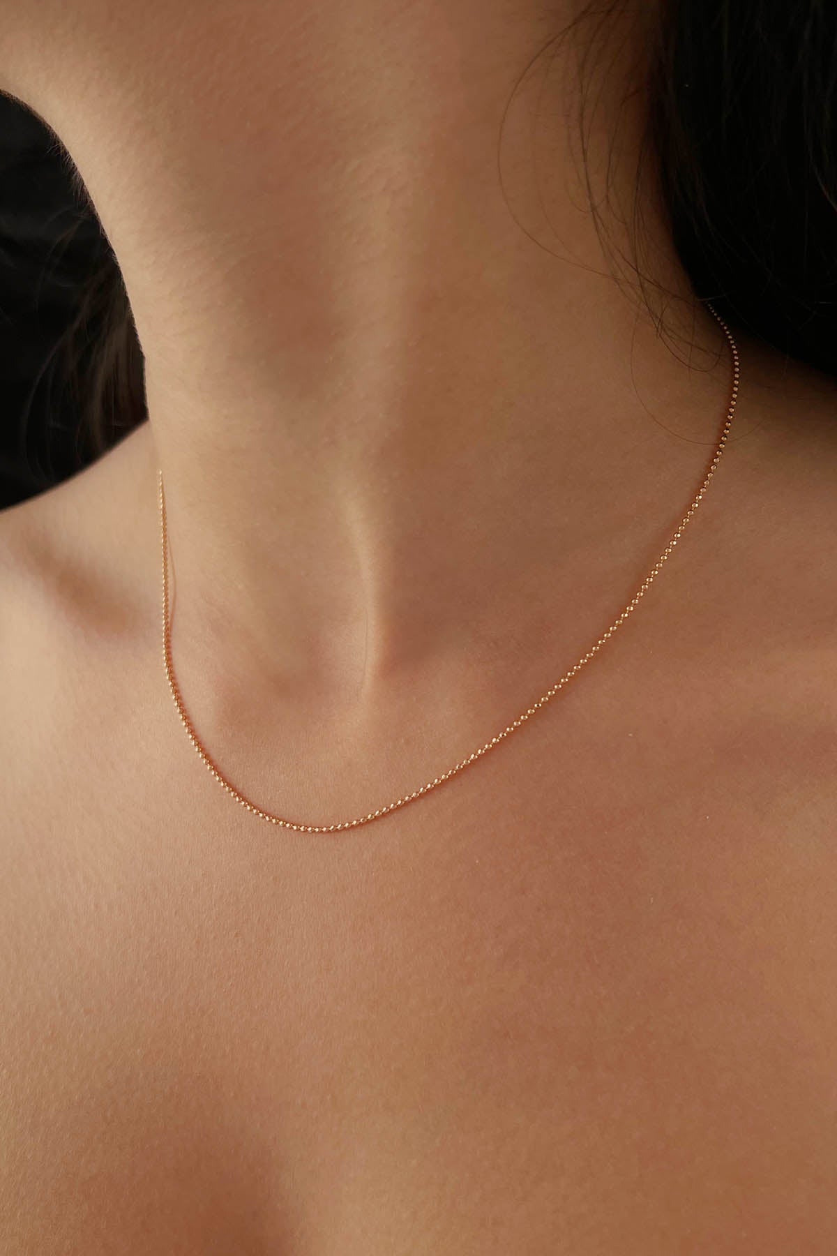 14K Rose Gold Cube Ball Chain   0.047 inch