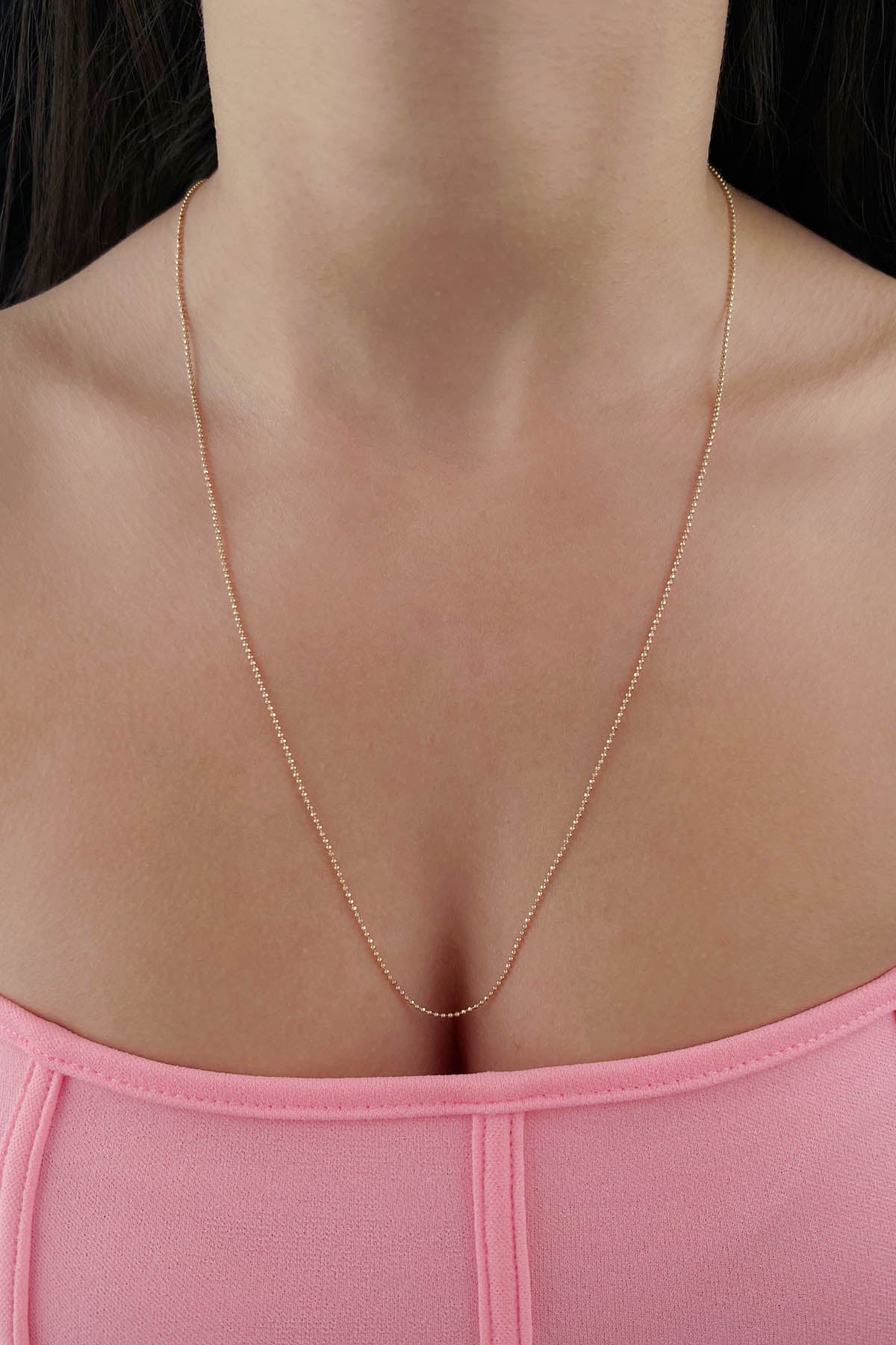 14K Yellow Gold Cube Ball Chain   0.047 inch
