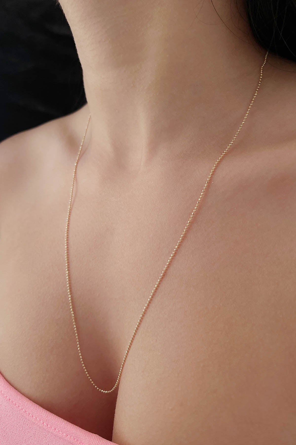 14K Yellow Gold Cube Ball Chain   0.047 inch